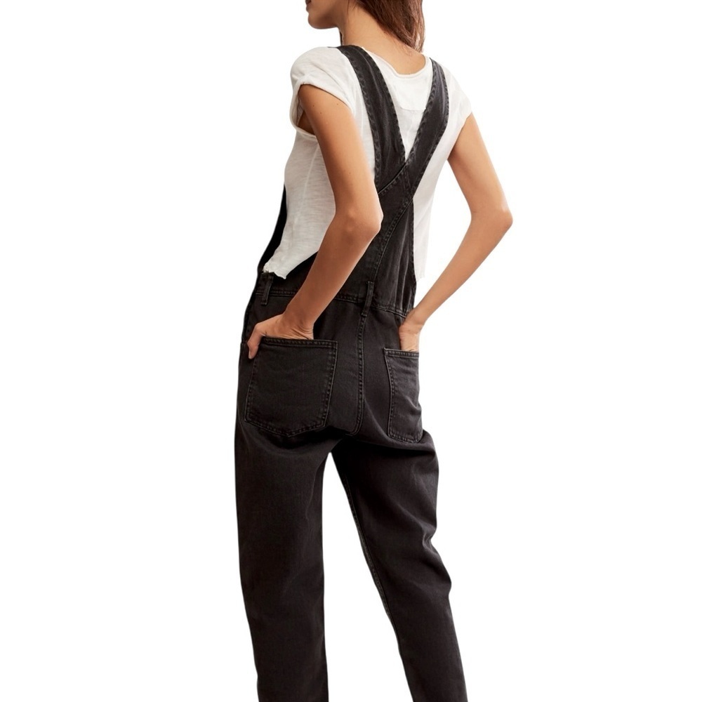 We The Free Black / Gray Denim Bib Overalls Size 27 #2250 - Picture 2 of 8